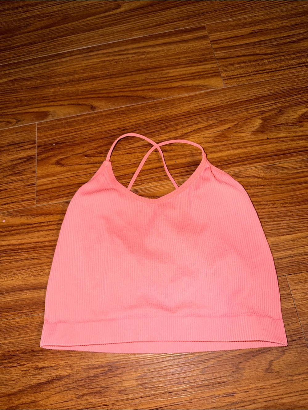 Colsie Coral Pink Ribbed Crossback Camisole